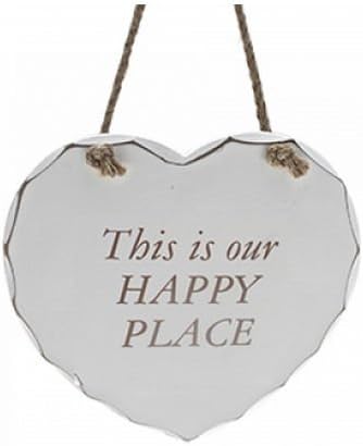 Wooden Hanging Heart Shaped Plaque - This Is Our Happy Place