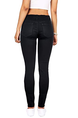 Women's Hight Waisted Butt Lift Stretch Ripped Skinny Jeans Distressed Denim Pants (US 8, Black 16)