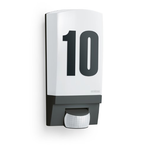 Steinel Applique Murale L1 Avec Numéro De Maison - Luminaire Extérieur Avec Détecteur De Mouvement 180° - Lampe Extérieure 60W Avec Capteur De Présence, Noir