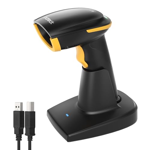Inateck Bluetooth 2D Barcode Scanner, 2D Wireless QR Code Scanner with 2600mAh Battery and Smart Charging Base, Portable Scanner Support AI, APP, SDK, BCST-36