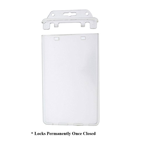 Permanent Locking Hard Plastic Badge Holder Vertical Clear Heavy Duty