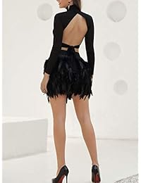 PERSUN Falda de plumas cortas de cintura media para fiesta, para dama