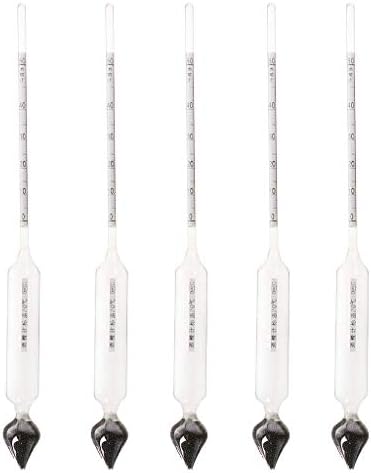 Besttse 5 Pcs Hydrometer Tester Vintage Tools Alcoholmeter Alcohol Meter Wine Concentration Meter 0-50 Thermometer Tools