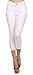 Yelete Women's Basic Solid Color Cotton Blend Capri Jeggings (White, Large)