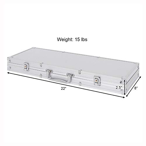 Poker Chip Carrier & Tray, Texas Holdem Cards with 500 Jetton and Dice in Aluminum Case, Silver - Thumbnail 3
