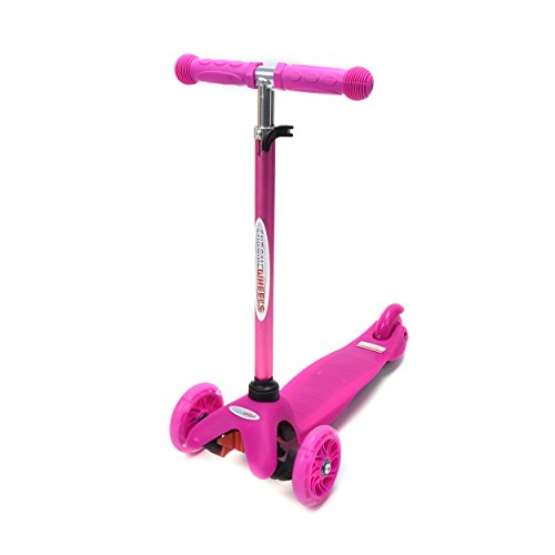 ChromeWheels Scooter for Kids Foldable with 3 Adjustable Height Easy to Ride Durable Aluminum Frame