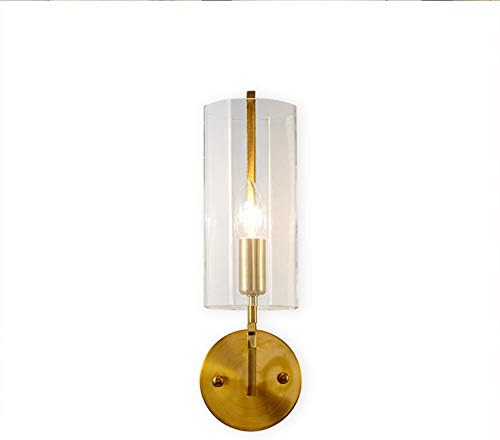 PeiQi Glass Modern Wall Lights, Nordic Simple E14 Hardwired Iron Holder Metal Wall lamp Stylish Sconces for Living Room Balcony Bedroom Bedside-1 Light 12x19x40cm