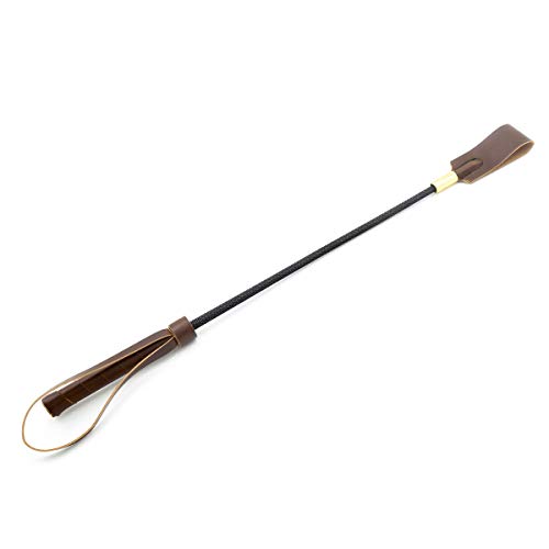 HOT TIME Horse Riding Crop 18" Fiberglass Shaft with Leather Whip Stick (Brown) - Thumbnail 5