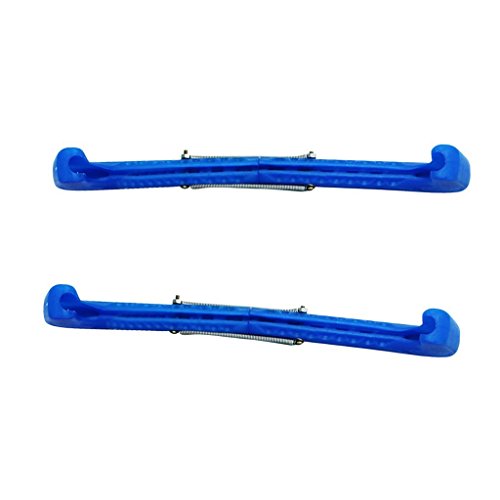 Ice Skate Guards Plastic Ice Skate Walking Blade Guards Protector Covers Adjustable (Blue)