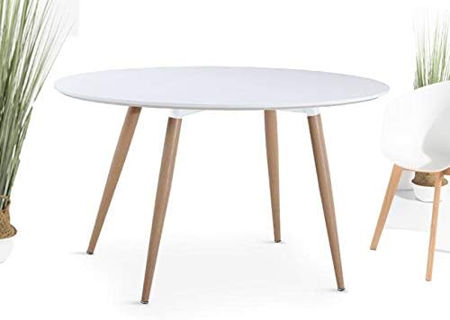 Kosmi Tisch Rund Skandinavisch Weiss Fur 6 Personen Durchmesser 120 Cm Runder Tisch Amazon De Kuche Haushalt