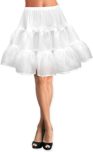 Butmoon Women's 50s Vintage Rockabilly Petticoat Short Tutu Skirt Underskirt white M