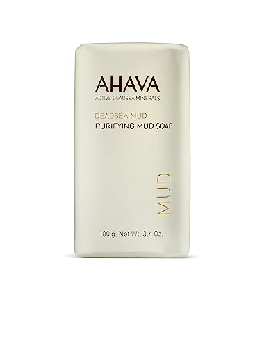 AHAVA Purifying Dead Sea Mud Soap - Face & Body Cleansing Bar to Purify the Skin, Enriched with Exclusive Mineral Blend of Dead Sea Osmoter and Dead Sea Mud, 3.4 Oz, Product Appearance May Vary