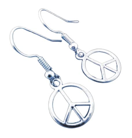 Peace Sign Earrings Gift Sterling Silver 925 Hooks for Girls, Women and Festivals