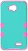 Asmyna Rubberized TUFF Hybrid Cover for LG Optimus Exceed 2/L70 - Retail Packaging - Electric Pink/Teal