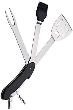 Multifunction Foldable 6-in-1 BBQ Grilling Tool,Barbecue Utensil use for Knife, fork, brush, spatula, bottle opener, wine opener