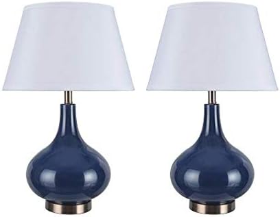 navy and copper table lamp