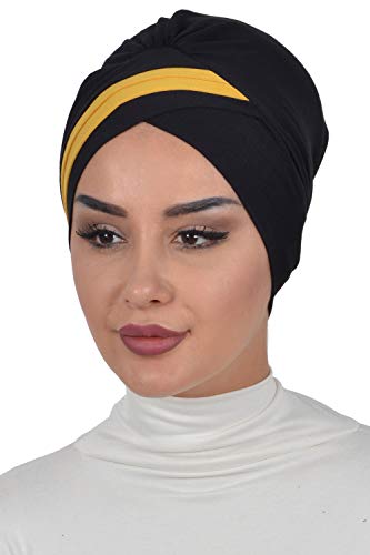 Instant Turban Cotton Scarf Head Wrap Cancer Chemo Headwear Two Colr Black Mstrd
