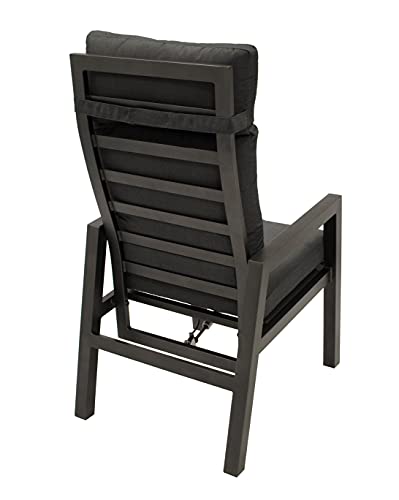 DEGAMO Gartengarnitur MANCIANO 7-teilig, 6X Hochlehner Sessel mit Verstellbarer Rückenlehne und 1x Gartentisch 90x180cm mit Glasplatte in Keramikoptik hellgrau – Bild 5