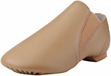 Dynadans Women's Leather Upper Slip-on Jazz Shoe with Elastics