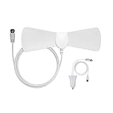 GET TV Antenna 50 Miles Amplified Indoor Digital HDTV Antenna with Amplifier Signal Booster USB Power Supply with 9.8ft Coax Cable-White