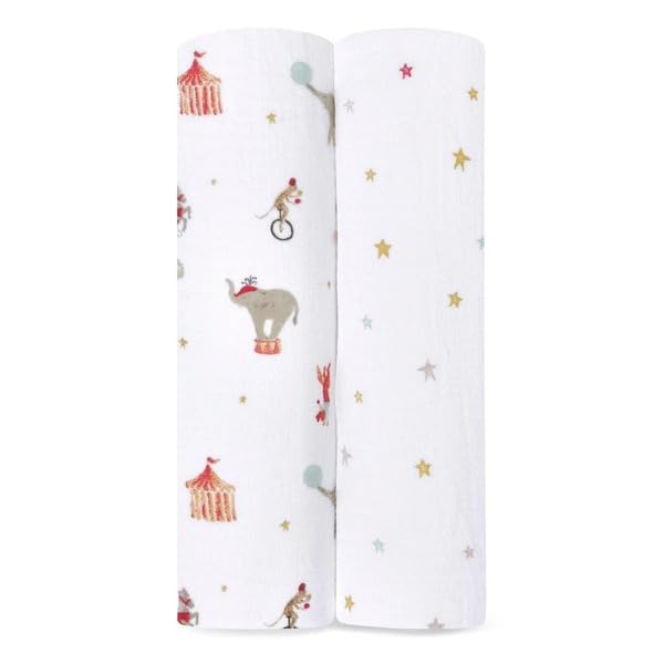 aden + anais™ essentials cotton muslin 2 pack swaddle blanket elephant circus