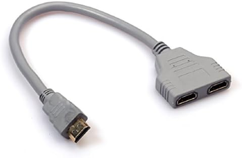 Towall HDMI 1 to 2 Split Double Signal Adapter Convert Cable for Video TV HDTV (Gray)