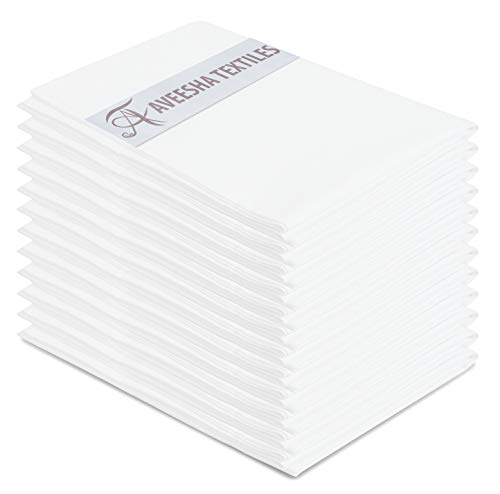 Aveesha Lot de 12 taies d'oreiller en Polycoton – Housses de Coussin en Percale de 200 Fils au Pouce carré, parfaites pour la Maison, Les hôtels et Les hôpitaux (Grand lit, 50,8 x 76,2 cm)