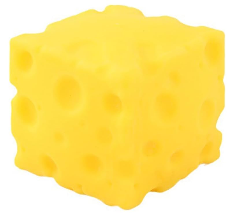 Yellow Cheese Squeeze Toy,Stress Balls for Adults ,Soft Novelty , Rebounding Sensory, Theme Cheese Cubes Squishy ,Suitable for All Ages 3.9 inches (Large)