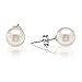 PAVOI Handpicked AAA+ 14K White Gold Plated Sterling Silver Round White Freshwater Cultured Pearl Earrings | Pearl Earrings for Women - 6mm