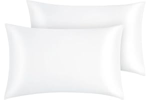 EXQ Home Silky Satin Pillowcase for Hair and Skin,Soft Cooling Pillow Cases Queen Size Set of 2 White Satin Pillow Case with Envelope Closure