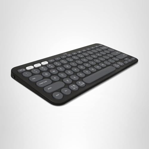 Logitech Pebble Keys 2 K380s, Multi-Device Bluetooth Wireless Keyboard with Customizable Shortcuts, Slim and Portable, Easy-Switch for Windows, macOS, iPadOS, Android, Chrome OS - Tonal Graphite