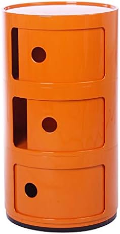 QYJpB Round Three-Shelf Bedside Table Side Table Multi-layer Storage Storage Bucket Multi-function Side Cabinet (color : Orange)
