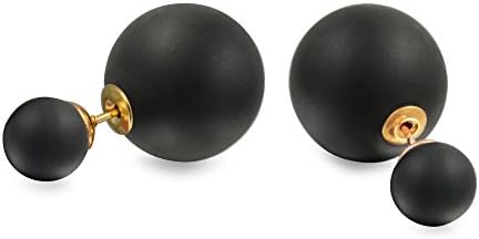 Alice Nyx Double Stud Matte Orb Earrings Alloy Resin (Black)
