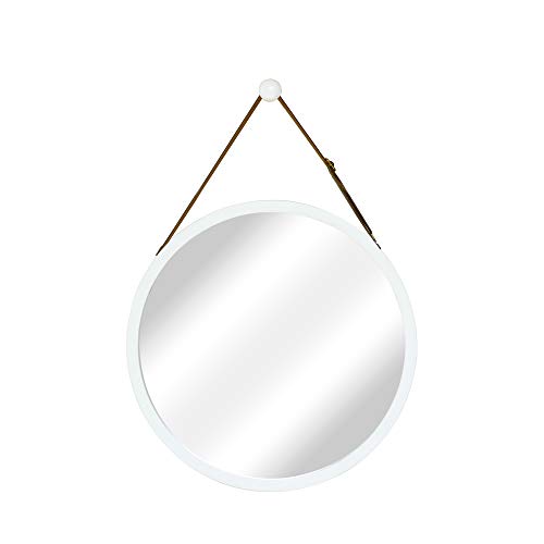 NIKKY HOME Small Round Hanging Wall Mirror with Solid Bamboo Frame