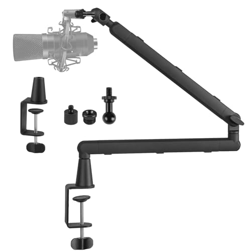 Suporte de Microfone Boom Arm, Adaptador 3/8" a 5/8", Suporte Braço de Microfone, Microphone Boom Arm, Braço Articulado Microfone, Suporte Microfone Mesa com Clipe de Montagem