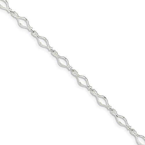 Ice Carats 925 Sterling Silver 10 Inch Solid Link Anklet