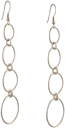Ornamenta Fashion Jewelry Silver Tone Long Metallic Hook Dangler Earrings For Girls and Women
