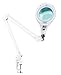 Vision Lighting LED Magnifying Lamp with Clamp - Ultra Bright Task Magnifier 5 Diopter Glass Lens with 2.25x Magnification Adjustable Arms for Hobby Craft Esthetician Work - White
