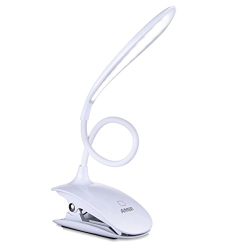 Amir 16 LED Rechargeable Book Light, Touch Sensitive Table Reading Light, 3-Level Dimmable Eye Care,