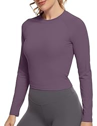 GGOV Womens Long Sleeve Crop Workout Tops Yoga