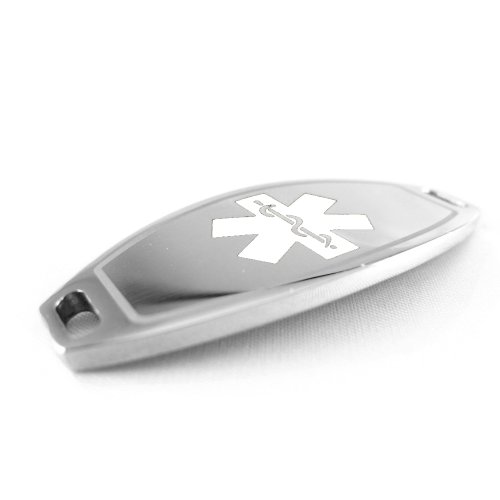 MyIDDr - Custom Engraved Medical ID Tag 316L Steel Medium - White