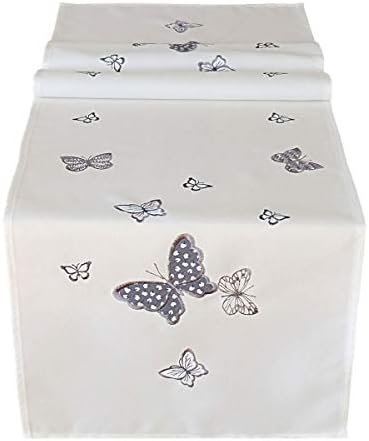 Raebel Table Runner Table Runner Butterflies Various Sizes Ecru/Grey, Polyester, ecru, Mitteldecke 85 x 85 cm
