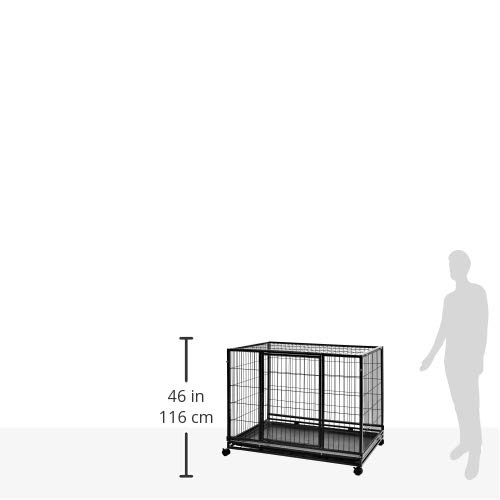 Amazon Basics Heavy Duty Stackable Dog Pet Kennel on Wheels with Tray