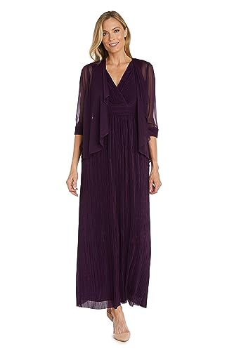 2PC Long Surplus Glitter Dress W/3/4 Sleeve Flyaway Jacket