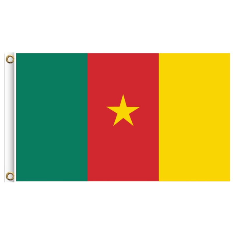 国旗 世界国旗 ハトメ式 フラッグ 90×150cm ポール取り付け用 金属製通し穴 カメルーン共和国 Cameroon 夏麦論 ヤウンデ NYANDELMO商品画像