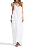 May&Maya Women's Adjustable Shoulder Straps Maxi Dress (XXXL, White)