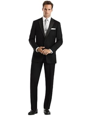 Calvin Klein Men's Barcelona Two Button Tuxedo Jacket Black 42 XLong