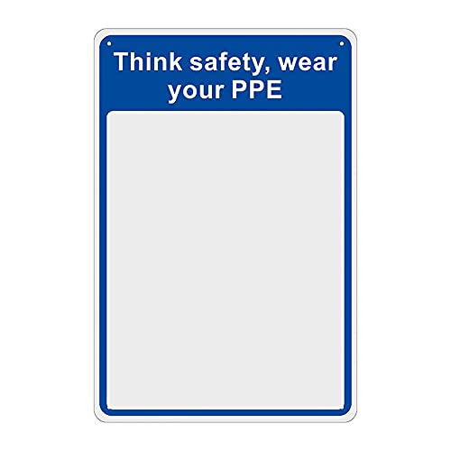 PPE Safety Check Mirror 200 x 300mm | "Think Safety, Wear Your PPE" | Shatterproof Optix Acrylic Workplace Safety Sign | Easy Install Wall-Mounted Inspection Reminder