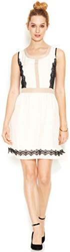 Masion Jules Sleeveless Colorblocked Lace-Overlay Dress, Antique White Combo, XL