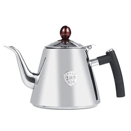 Herd Teekanne, Samfox 1.2L Kapazität Edelstahl Herd Teekanne Tee Kaffeekanne Wasserkocher Hitzebeständiger Silikongriff(Poliert)